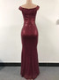 Elegant Off Shoulder Sequins Slit Evening Dress