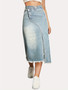 Autumn Women's Fashion Slit Patchwork Retro Denim Skirt