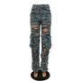 Women's Fashion Sexy Ripped Hollow Washed Jeans Pocket Cargo Denim Pants