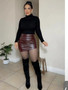 Women's Autumn Winter Pleated Pu Leather Tight Fitting Bodycon Skirt