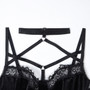 Velvet Lace Patchwork Lingerie Sexy Crossover Halter Neck Underwear Set