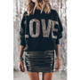 Women Bat Sleeves Sequin Casual Loose Long Sleeve Top