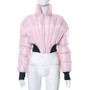 Women Winter Striped Turtleneck Long Sleeve Warm Padded Jacket