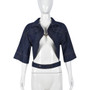 Women Sexy Half Sleeve Turndown Collar Crop Denim Jacket