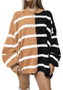 Autumn And Winter Striped Long-Sleeved Knitting Shirt Round Neck Pullover Fashion Top