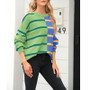 Autumn And Winter Striped Long-Sleeved Knitting Shirt Round Neck Pullover Fashion Top