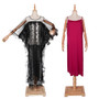 Mesh Pleated Patchwork Dress African Plus Size Women's Slip Dress Two Piece Set