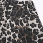 Autumn American Retro Leopard Print High Waisted Slim Fit Straight Jeans Ripped Denim Pants