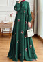Embroidered Collared Long-Sleeved Fashionable Elegant Muslim Dress