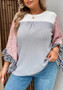 Loose Casual Plus Size Women's Printed Color Block Knitting Top