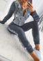 Women velvet Sequins Pleated Zipper Top and Pant Set