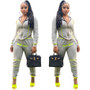 Women Casual Sports Zipper Hood Top and Pant Two-Piece Set