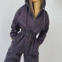 Women Casual Zip Hooded Jumpsuit