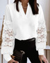 Women V-neck lace long sleeve shirt