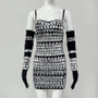 Women's Black Spiked Sleeves Straps Sleeveless Rhinestone Dress Women's Clothing