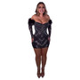 Women's Beaded Feather Off Shoulder Bodycon Dress