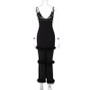 Autumn Women's Sexy Beaded Straps Slim Waist Low Back Furry Dress