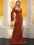 Women's Prom Evening Gowns Sequined Long Sleeve Off Shoulder Evening Dress Elegant Chic Mermaid Maxi Dress