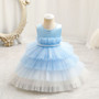 Children's Clothes Color Block Princess Dress Baby Girl First Birthday Formal Party Dress