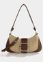 Women Vintage Patchwork Baguette Chic Shoulder Bag