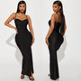 Women Sexy Suspender Slit Maxi Dress