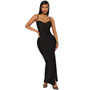 Women Sexy Suspender Slit Maxi Dress