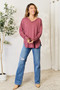Culture Code Full Size V-Neck Exposed Seam Long Sleeve Blouse