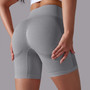 Women seamless knitting high waist running fitness yoga shorts