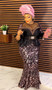 Beaded Sequin Party Evening Gown African Ladies Stretch Mesh Dress