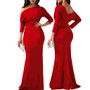 Women Sexy Slash Shoulder Ruffled Long Sleeve Maxi Dress