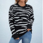 Round Neck pullover zebra print knitting shirt autumn winter women's sweater