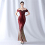 Women gradient beaded high-end evening dress