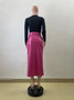 Women pu Leather Autumn and Winter Elegant Chic Wrap Skirt