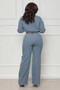 Fashion long-sleeved Denim women's two-piece trousers set