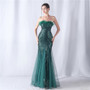 feather sequins mesh patchwork Strapless wedding party dress