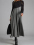 Autumn and Winter Contrast Color V-Neck Long Sleeve Patchwork Swing Dress