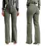 Women's Stretch Denim Pants Washed High Waisted Wide Leg trousers