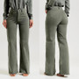 Women's Stretch Denim Pants Washed High Waisted Wide Leg trousers