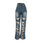 women's loose high-waisted Casual trousers street trendy Ripped Denim pants