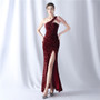 slash shoulder tassels Sequin Wedding Party gown Evening Dress