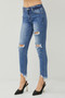 RISEN Distressed Frayed Hem Slim Jeans