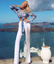 Bandage Trousers Fashion Tight Fitting High Waist Diamond High Street Bell Bottom Pants