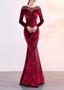 velvet Formal Party Evening Dress Winter Long Sleeve Corporate Annual Meeting Long Fishtail Party Dress