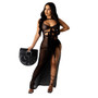 Women's style sexy bandage mesh solid color dress nightclub