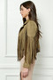 Veveret Suede Fringe Long Sleeve Moto Jacket