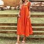 Women Summer Elegant Strap Solid Maxi Dress