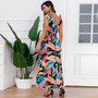 Women Hawaiian Beach Print Maxi Dress