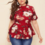 Plus Size Women Floral Print Round Neck SS Top