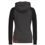 Autumn Style Leather Patch Contrast Color Hoodies Female