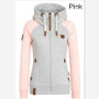 Autumn Style Leather Patch Contrast Color Hoodies Female